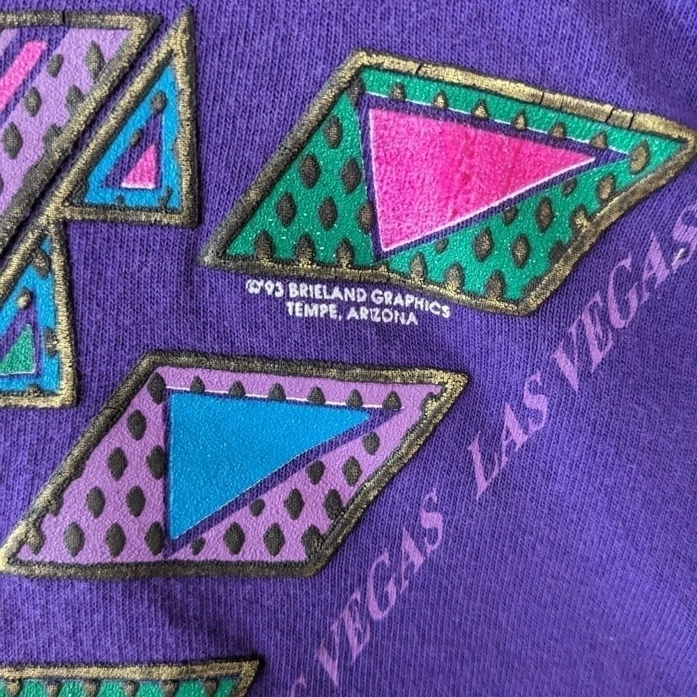 Vintage 90s Southwestern Chevron Las Vegas Short Sleeve T-Shirt Single Stitch